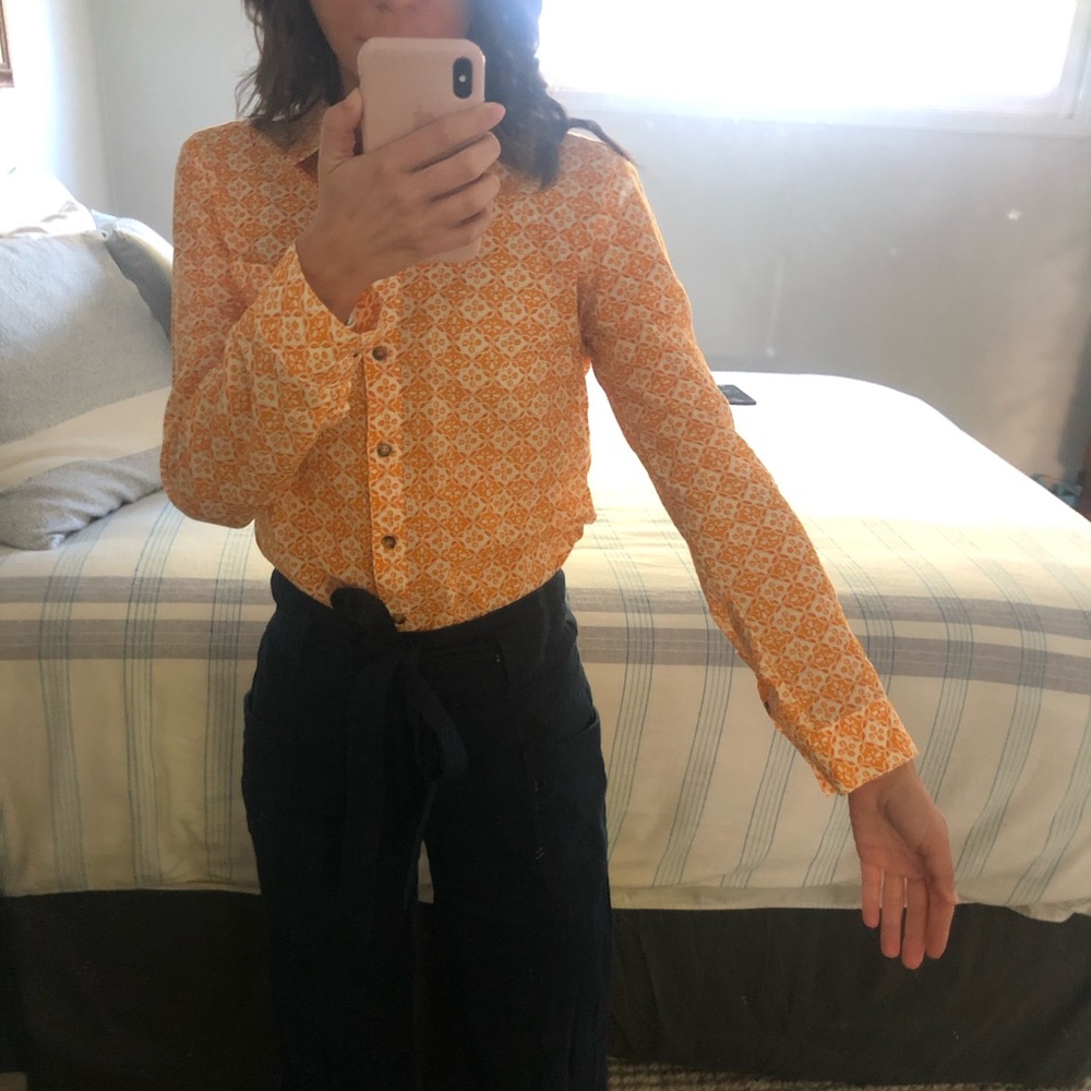 Orange patterned button up - Picture 4 of 6